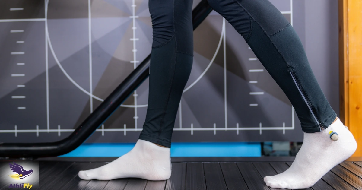 Proper running foot strike. Side view of correct running foot strike showing biomechanics for beginners.