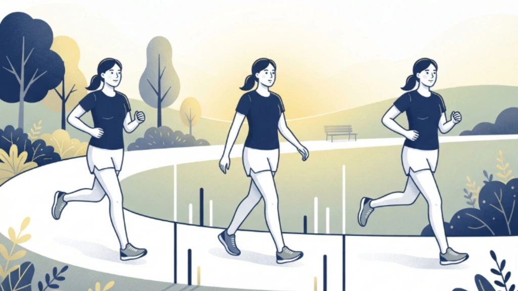 Run-walk method for a beginner Couch to 5K plan Beginner runner using alternating running and walking intervals on a park path